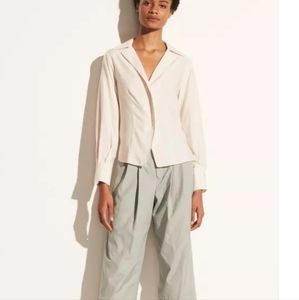 Vince Fitted Long Sleeve Blazer Light Bone Pink Women's Size Small